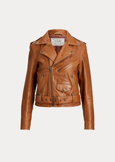 Chaquetas Polo Ralph Lauren Mujer Marrom - Sheepskin Moto - ARHNV0721